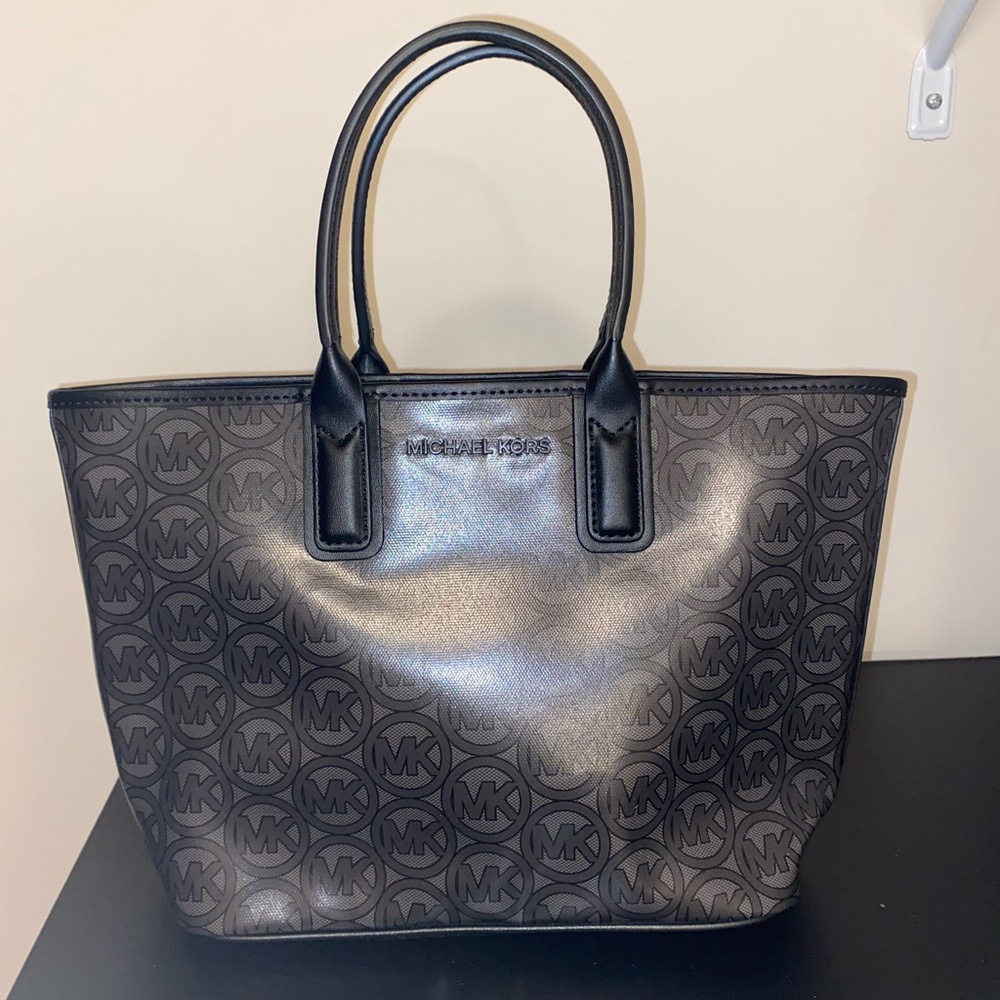 Michael Kors Black and Gray Logo Tote